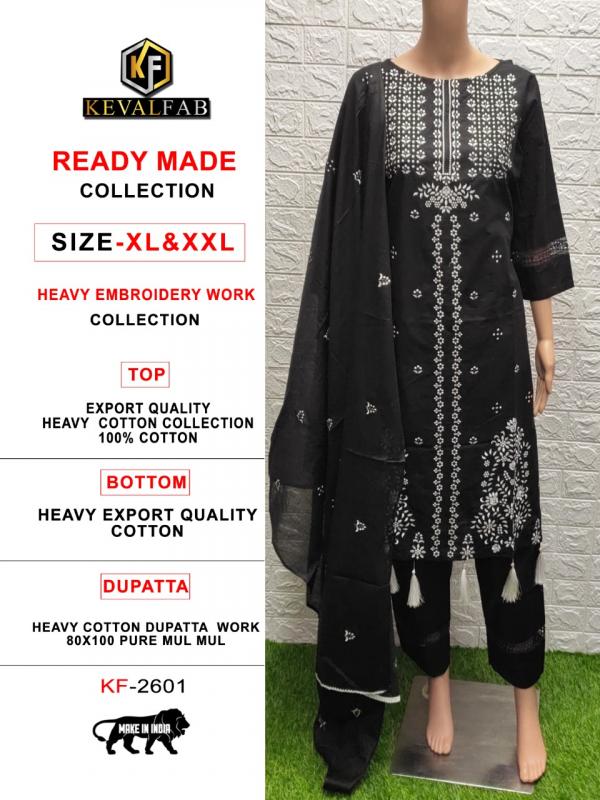 Keval Fab Black & White Collection Embroidery Work-Readymade Suit